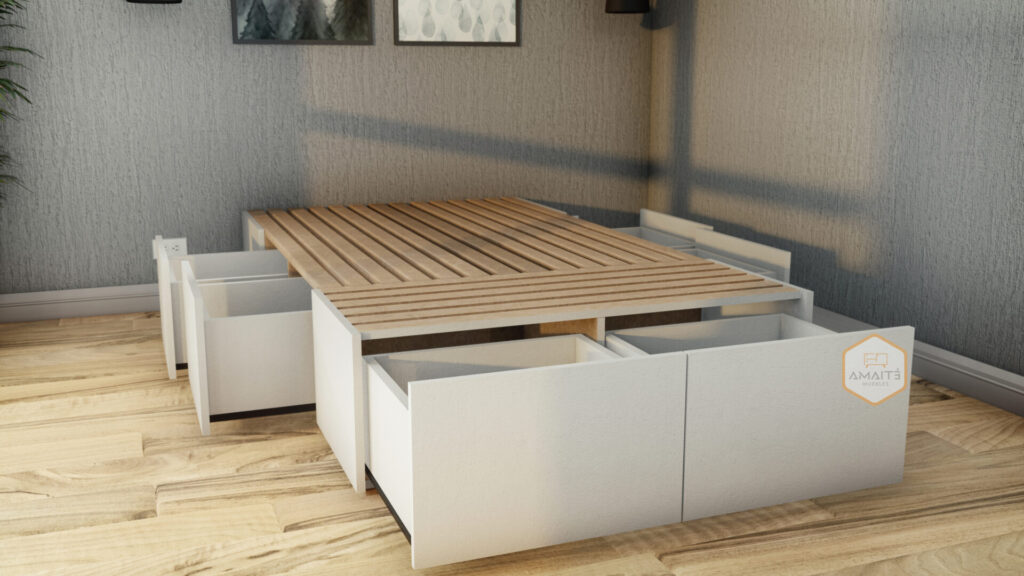 Cama Box 2 Plazas con 6 Cajones (CBOX 140) – Amaite muebles